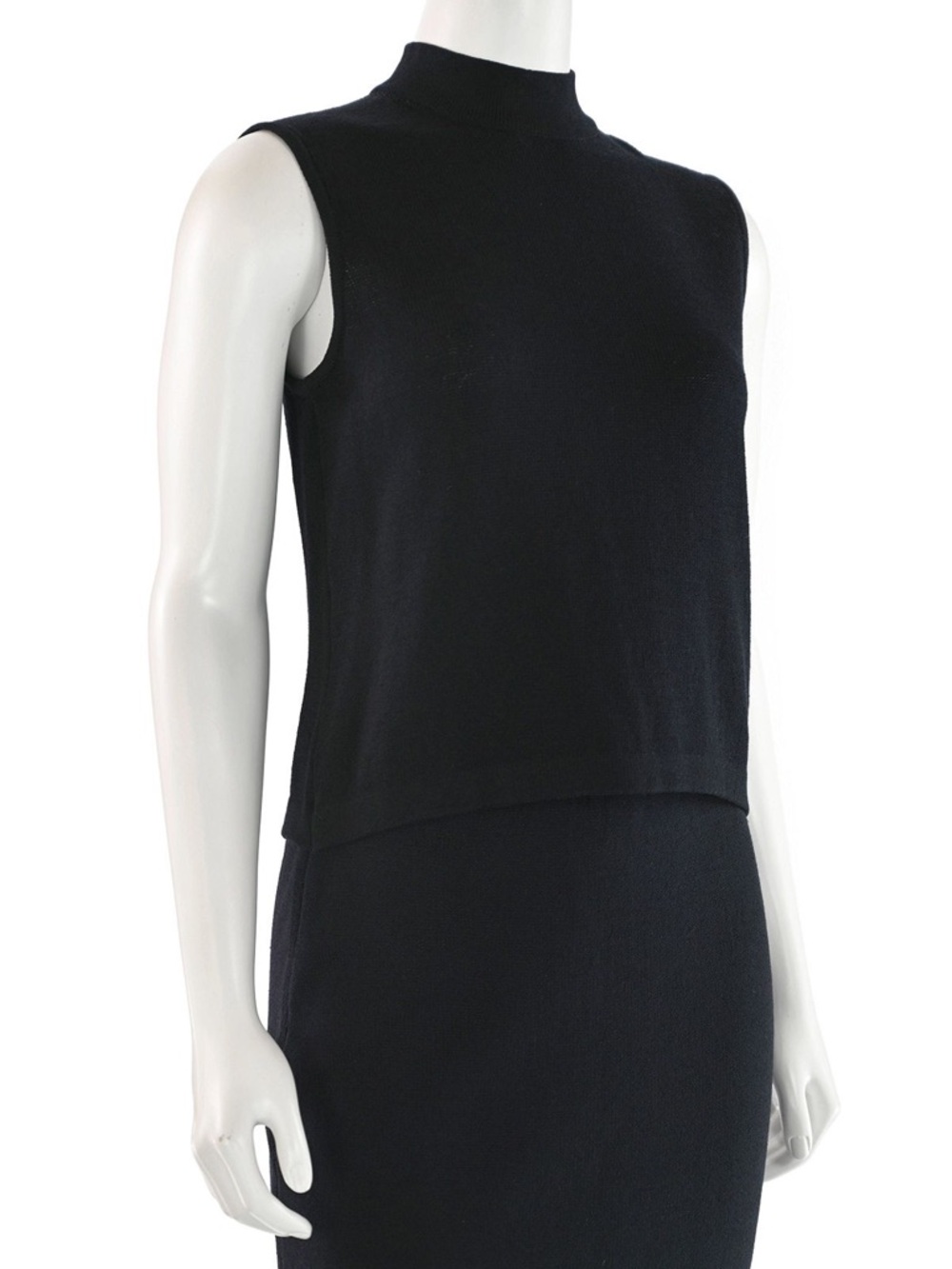 St. John Sleeveless Mock Neck Knit Top - Black size M